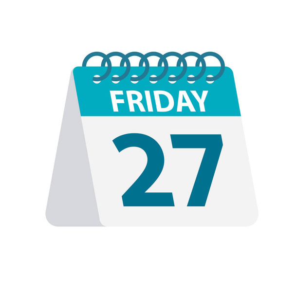 Friday 27 - Calendar Icon. Vector illustration of week day paper leaf. Calendar Template - Vector, Image