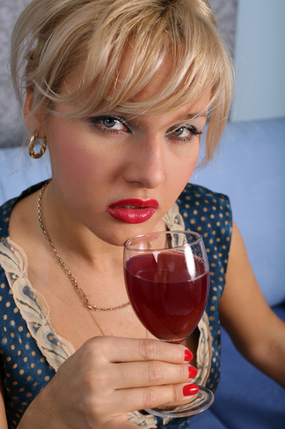 Woman with wine - Fotoğraf, Görsel