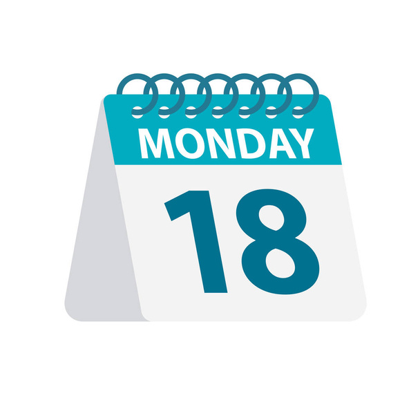 Monday 18 - Calendar Icon. Vector illustration of week day paper leaf. Calendar Template - Vector, Image