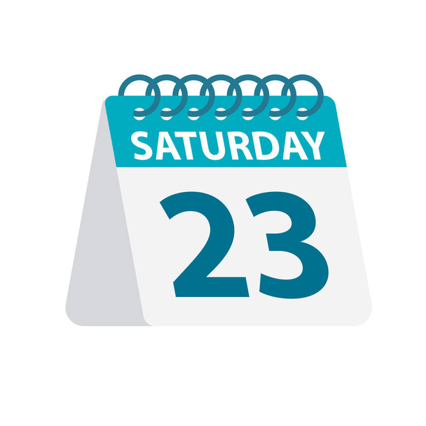 Saturday 23 - Calendar Icon. Vector illustration of week day paper leaf. Calendar Template - Вектор,изображение
