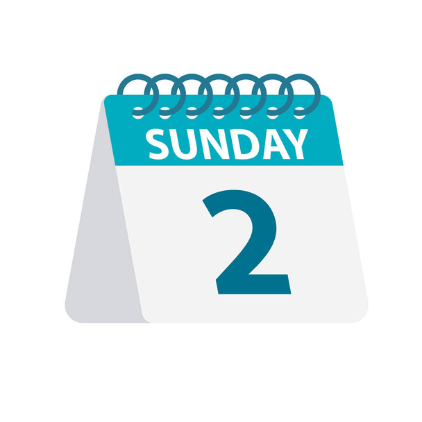 Sunday 2 - Calendar Icon. Vector illustration of week day paper leaf. Calendar Template - Vector, Image