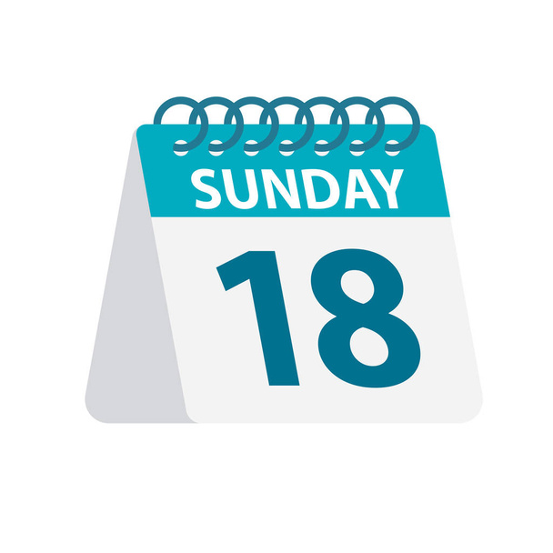 Sunday 18 - Calendar Icon. Vector illustration of week day paper leaf. Calendar Template - Vector, Image