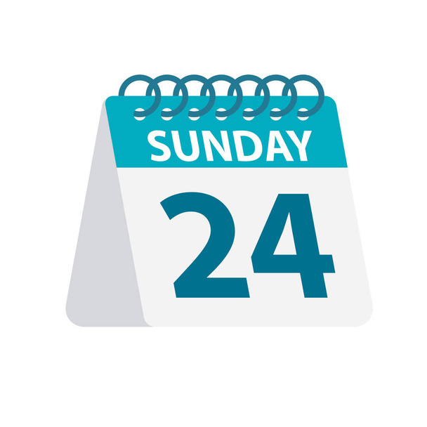 Sunday 24 - Calendar Icon. Vector illustration of week day paper leaf. Calendar Template - Vektor, kép