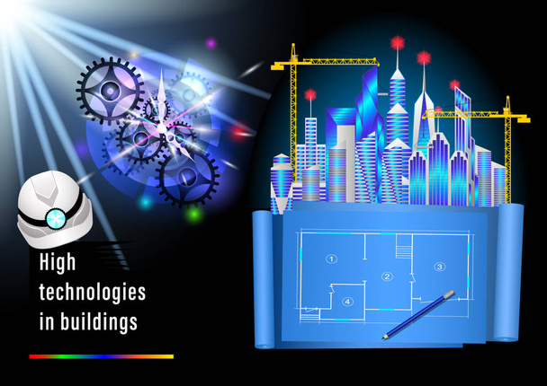 High Technologies in buildings - Vector, Image