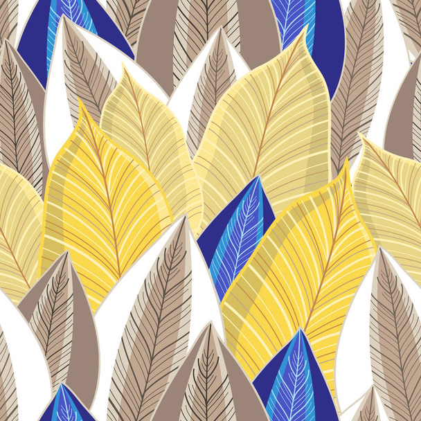 Vector seamless pattern of autumn golden leaves - Вектор, зображення
