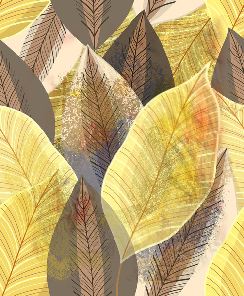 Magnificent multi-colored autumn pattern of gold leaves - Фото, зображення