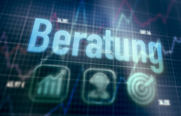 Консультація "Beratung" Німецька концепція на синю крапку матриця Comp - Фото, зображення