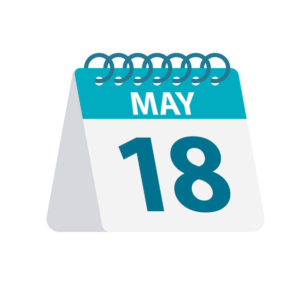 Május 18-naptár Icon. A hónap egy napjának vektorképe. Asztali naptársablon - Vektor, kép