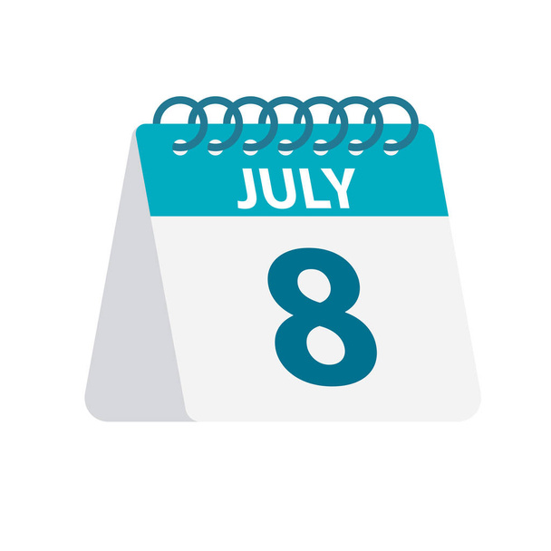July 8 - Calendar Icon. Vector illustration of one day of month. Desktop Calendar Template - Vector, Image