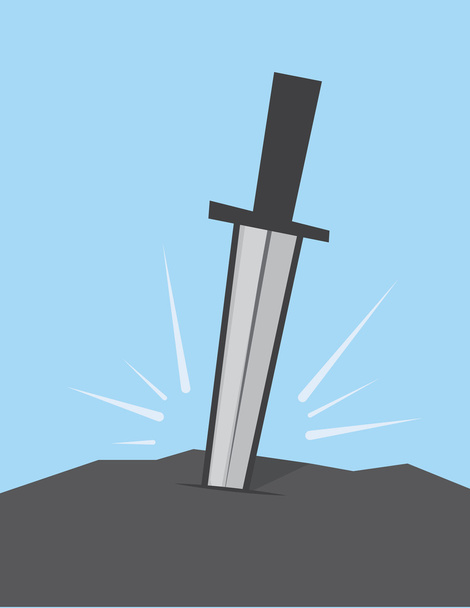 Sword Stuck in Rock - Vector, Image