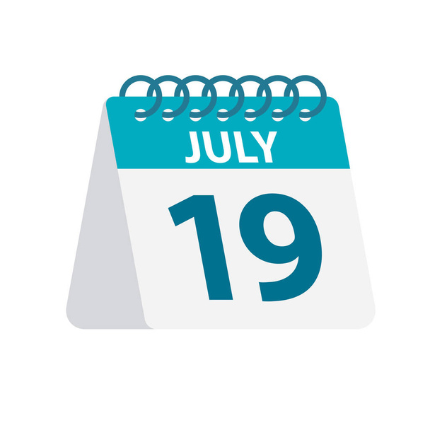 July 19 - Calendar Icon. Vector illustration of one day of month. Desktop Calendar Template - Vector, Image