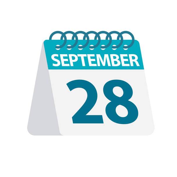 September 28 - Calendar Icon. Vector illustration of one day of month. Desktop Calendar Template - Wektor, obraz