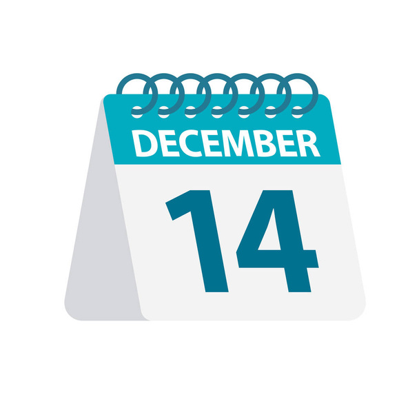 14 Δεκεμβρίου-εικονίδιο ημερολογίου. Απεικόνιση διανύσματος μιας ημέρας του μήνα. Πρότυπο ημερολογίου επιφάνειας εργασίας - Διάνυσμα, εικόνα