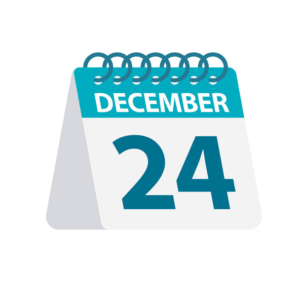24 декабря - Икона календаря. Векторная иллюстрация одного дня месяца. Шаблон календаря рабочего стола
 - Вектор,изображение