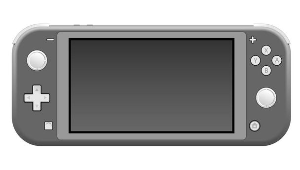 Анапа, РФ - 10 июля 2019 года: Nintendo Swift Lite, портативная игровая консоль серого цвета, портативный гаджет для видеоигр. Иллюстрация
 - Фото, изображение