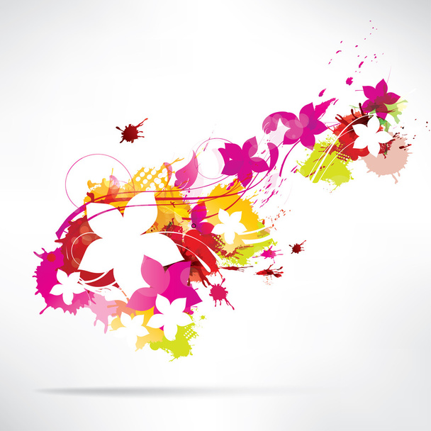 Abstract background with splash and flowers - Vector, Imagen