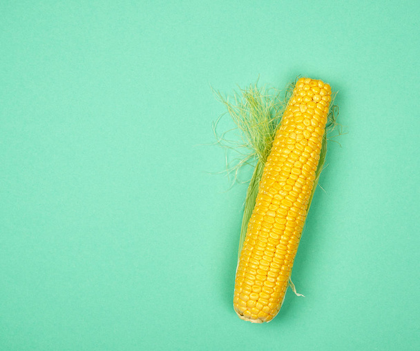 um espiga de milho amarelo maduro em um fundo verde
, - Foto, Imagem