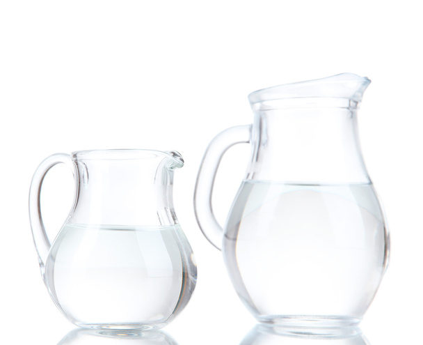 Glass pitchers of water isolated on white - Foto, Imagen
