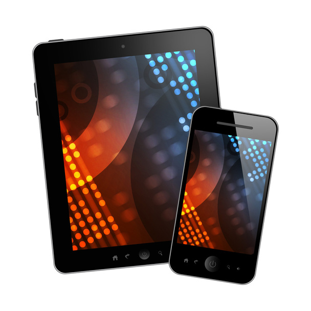 Tablet pc e telefone móvel
 - Foto, Imagem