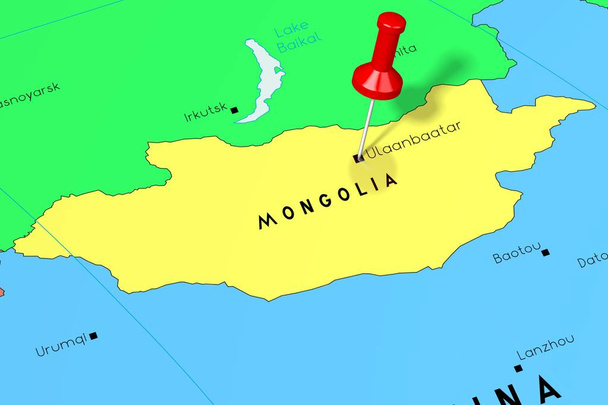 Монголия, Улан-Батор - столица, закрепленная на политической карте
 - Фото, изображение