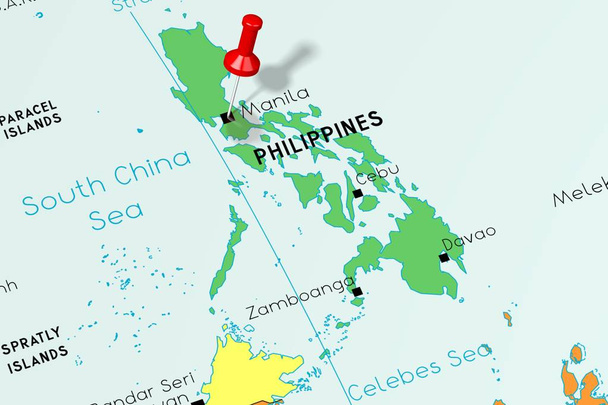 Филиппины, Манила - столица, отмеченная на политической карте
 - Фото, изображение