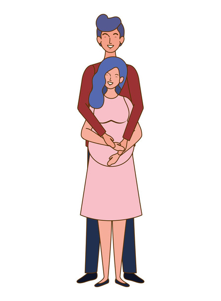 Kobieta w ciąży z mężem stoi - Wektor, obraz
