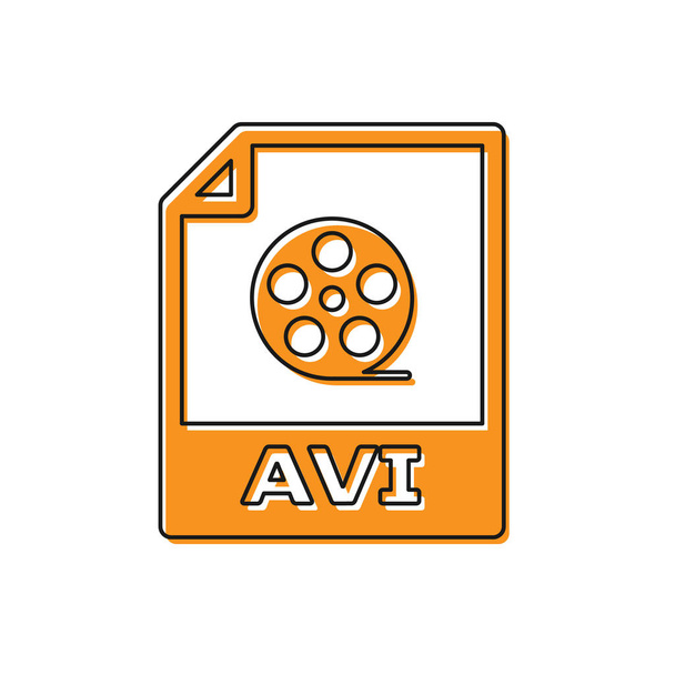 Orange AVI file document icon. Download avi button icon isolated on white background. AVI file symbol. Vector Illustration - Vetor, Imagem