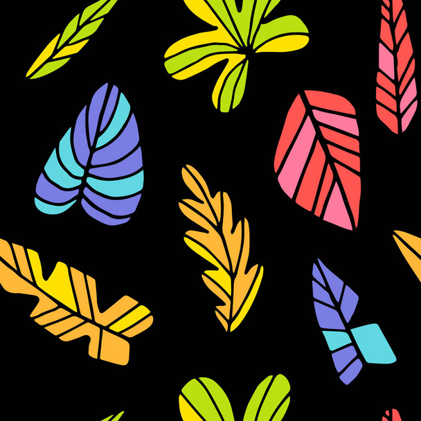 Patrón de hojas tropicales sin costura
 - Vector, Imagen