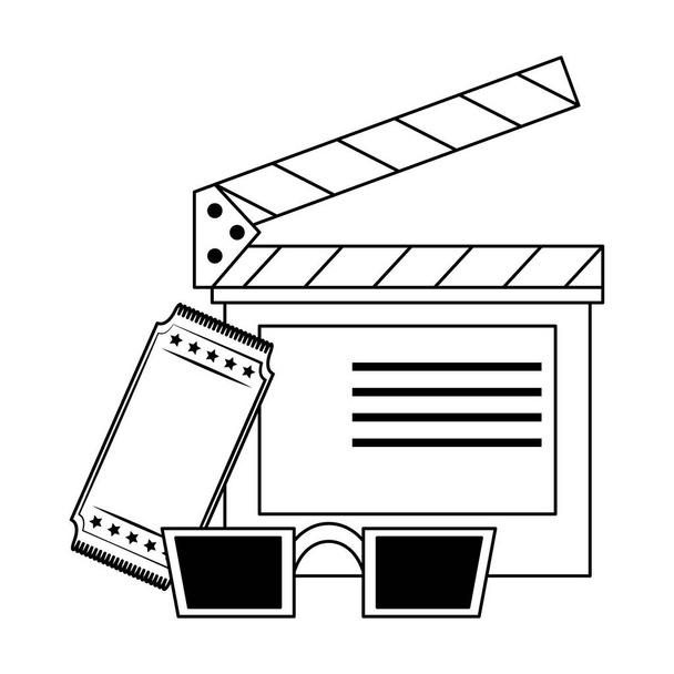 Cinema e filmes desenhos animados em preto e branco
 - Vetor, Imagem