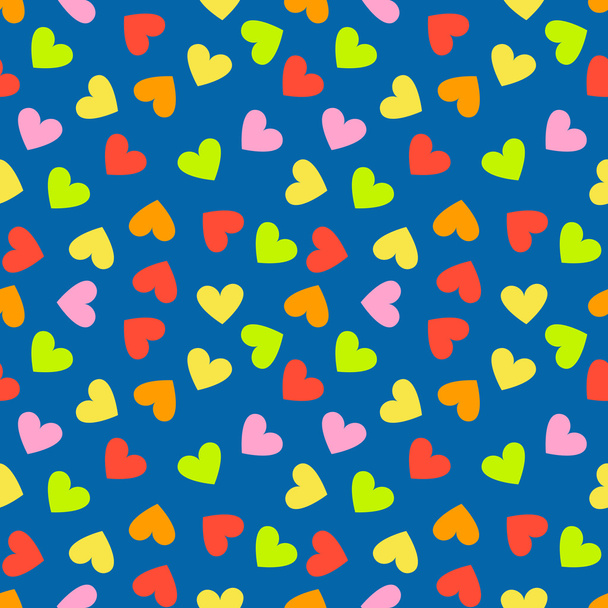 Seamless vintage random colorful heart pattern background - Vector, afbeelding