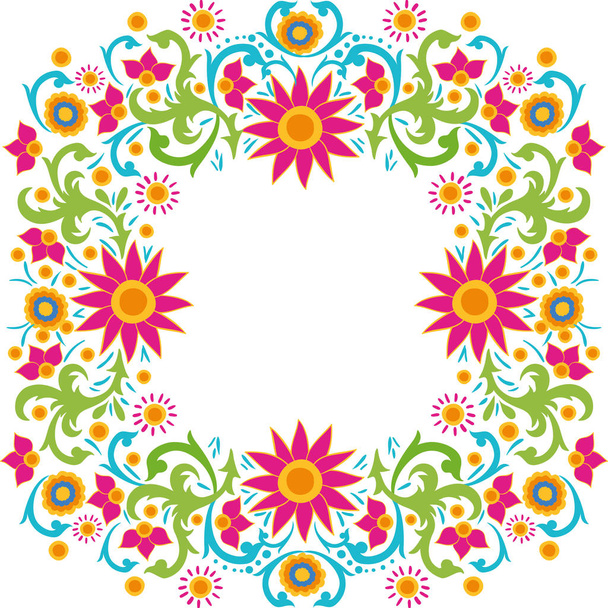 frame van kleurrijke bloem van de India - Vector, afbeelding
