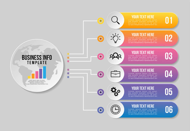 Modelo de Design Infográfico de Vetor com Passos de Opções e Mercado
 - Vetor, Imagem