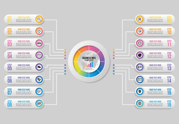 Vektor-Infografik-Design-Vorlage mit Optionen Schritte und Markt - Vektor, Bild