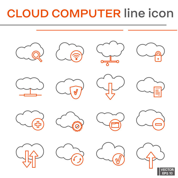 Set of icons, cloud computer. - Vector, imagen