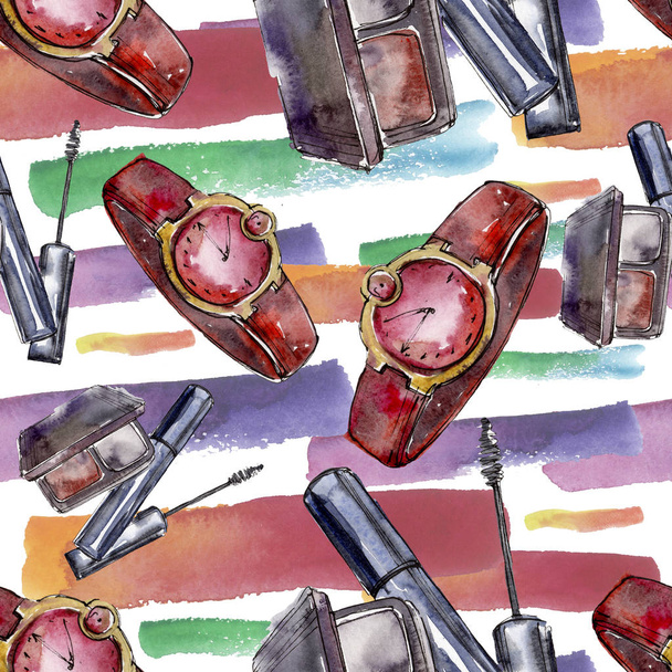 Fashionable sketch in a watercolor style isolated element. Watercolour illustration set. Seamless background pattern. - Foto, Imagem