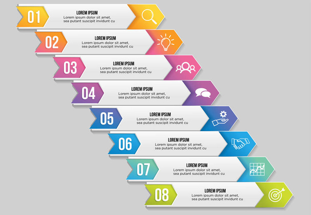 Modelo de Design Infográfico de Vetor com Passos de Opções e Mercado
 - Vetor, Imagem
