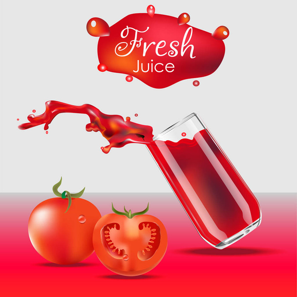 Tomato juice splash from falling glass - Vektor, Bild