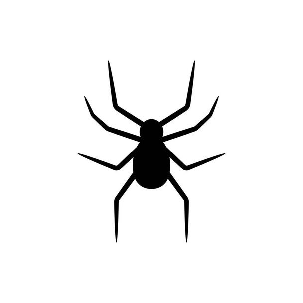 Black silhouette of spider isolated on white background. Halloween decorative element. Vector illustration for any design. - Vetor, Imagem