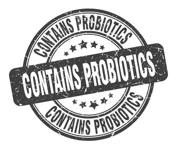 contains probiotics stamp. contains probiotics round grunge sign. contains probiotics - Вектор,изображение