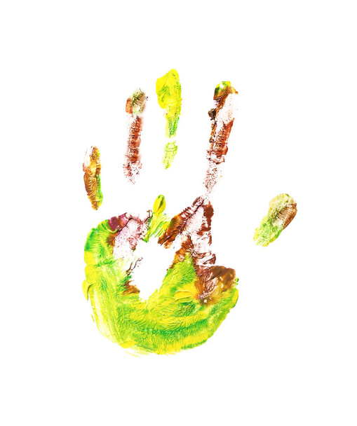 Stampa di palma dipinta umana su sfondo bianco
 - Foto, immagini