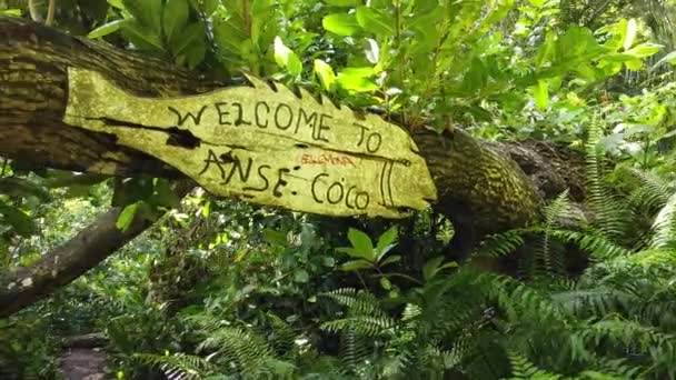 Welcome at Anse Coco signboard - Footage, Video