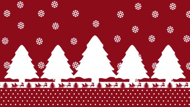Joulun animaatio kuusen kanssa Joulupukin peura ja lumihiutale punaisella pohjalla - animaatio
 - Materiaali, video