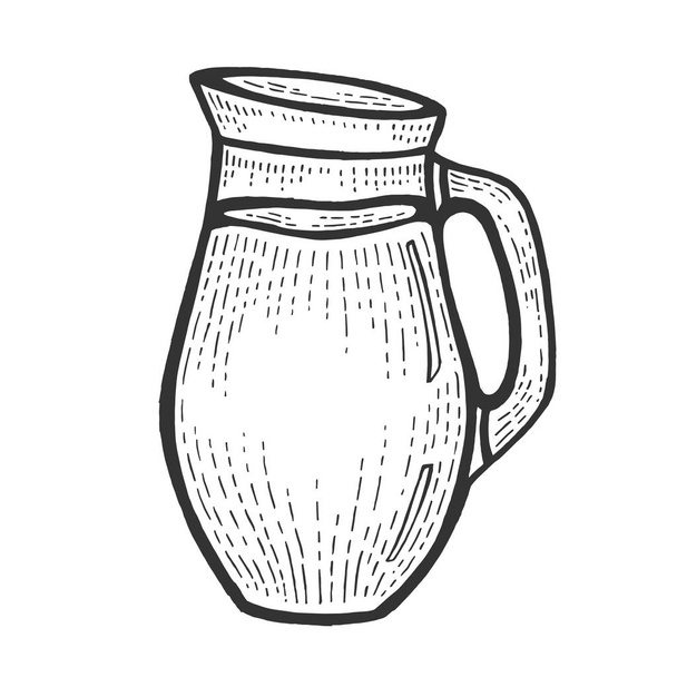 Jug with milk sketch engraving vector illustration. Scratch board style imitation. Black and white hand drawn image. - Vektor, obrázek