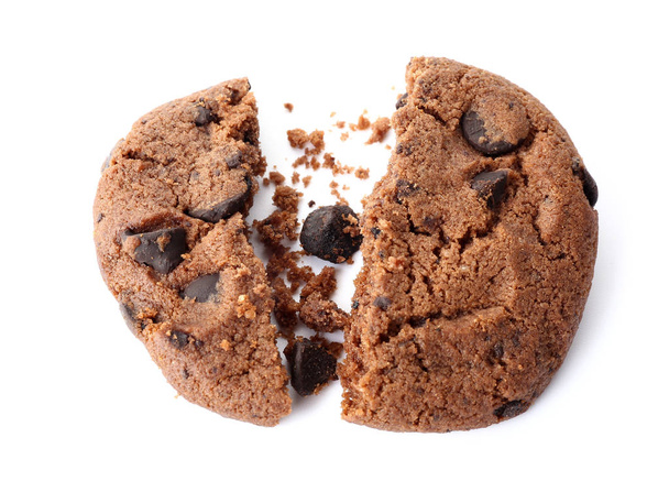 Tasty chocolate cookie on white background - 写真・画像