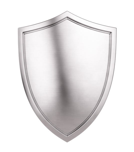 Metal Shield Simgesi beyaz arka plan üzerinde izole. 3d illüstrasyon - Fotoğraf, Görsel