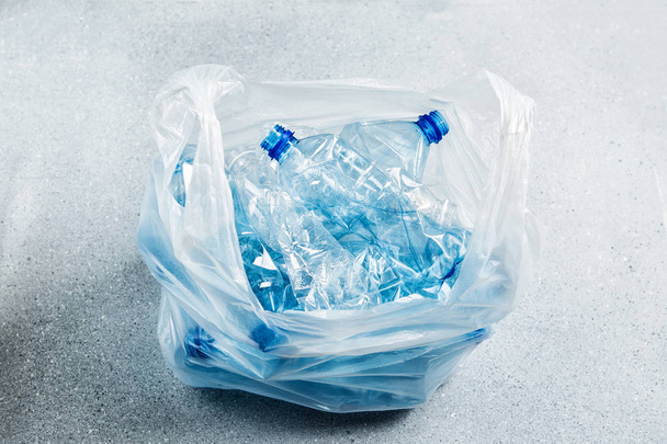 Waste collection in plastic bag, concept of recycling plastic and ecology - Foto, imagen
