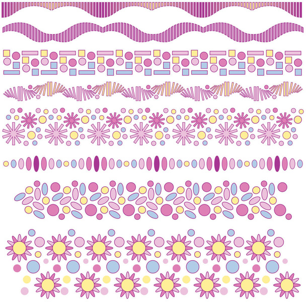 Trims collection in pink colours over white background - Vector, imagen