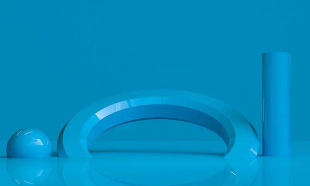 Bleu Forme géométrique Fond abstrait minimaliste, rendu 3D
 - Photo, image