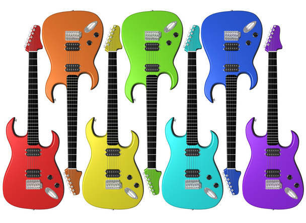 gitara elektryczna w kolorze tęczy - Zdjęcie, obraz