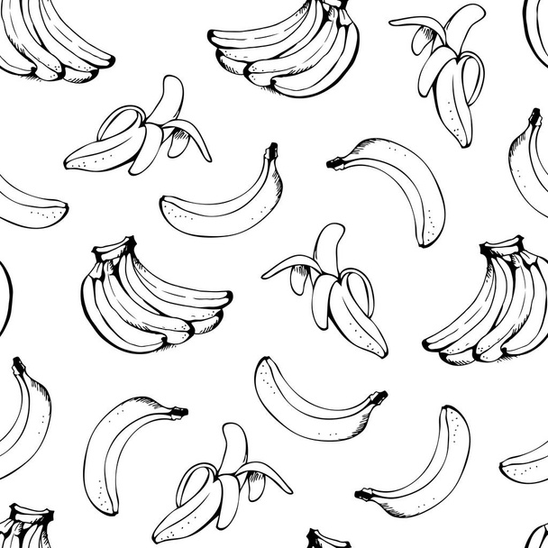 Banana seamless pattern, vector background with yellow bananas for Hawaiian shirt - Vector, Imagen